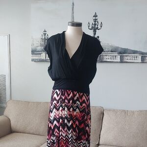 Black and Pink Chevron Maxi Dress From Apt 9 Size L